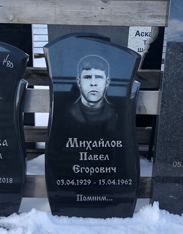 Памятник №080 из черного гранита — фото 4